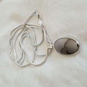 Silver Oval Smokey Necklace